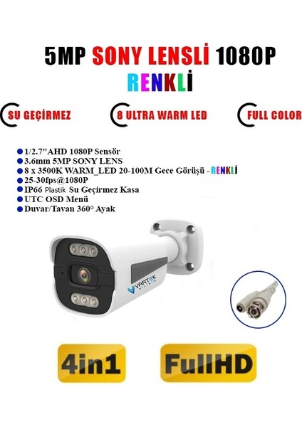 5 Mp 2 Kameralı Tak Çalıştır Hazır Kamera Seti fiyatları