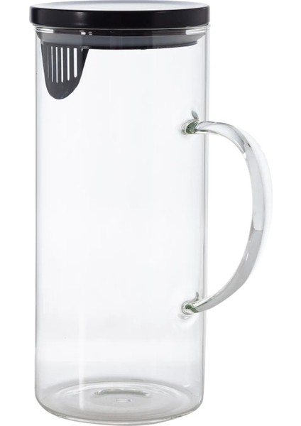 Metal Kapaklı Borosilikat Cam Isıya Dayanıklı Süzgeçli 1500 ml Sürahi