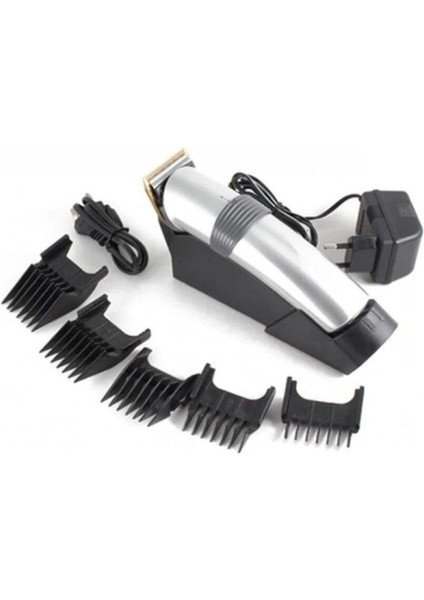 Standlı Profesyonel Saç ve Sakal Kesme Makinesi Seti, Metalik Tasarım