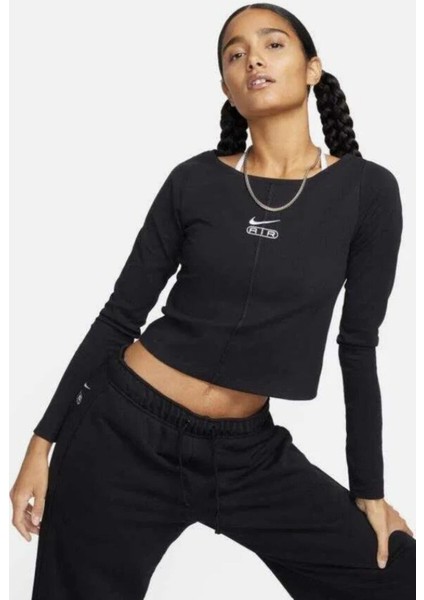 Air Ls Top Kadın Siyah Sweatshirt