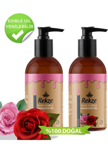 2 Adet Gül Aromalı Nemlendirici Kokulu Erotik Vucut Masaj Yagı 120 ml