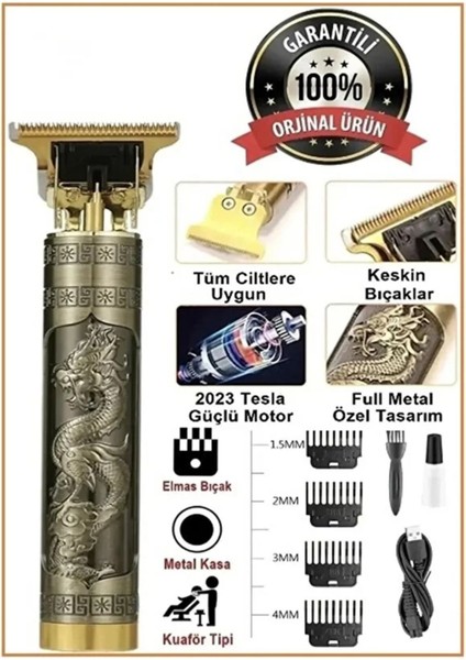 Şarjlı Profesyonel Saç Sakal Ense ve Vücut Tıraş Makinesi, T Bıçaklı Epilasyon fırsatları