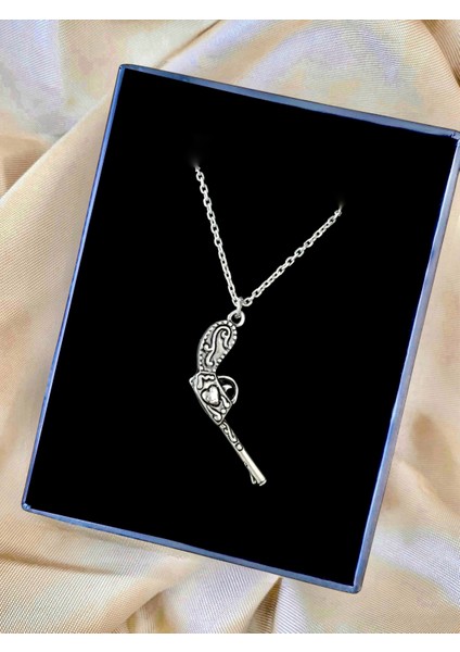 Silah Vintage Işlemeli Parlak Unisex Tasarım 925 Ayar Gümüş Kolye indirimleri