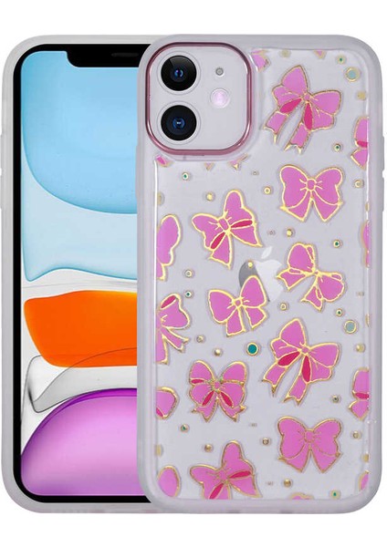 iPhone 11 Uyumlu Figürlü Desenli Işıltılı Sert Tknc Sos Kapak-No1