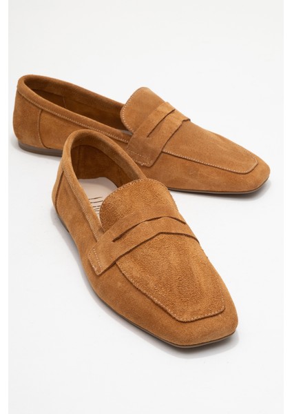 Morne Taba Süet Hakiki Deri Kadın Loafer Ayakkabı