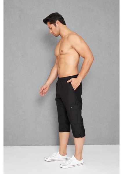 Erkek Büyük Beden Kargo Cepli Micro Deniz Kapri Siyah 2665B-S fiyatları