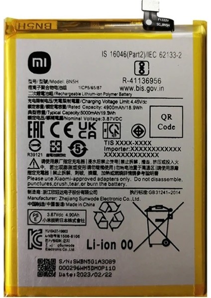 Xiaomi Redmi 11E / Poco M5 Uyumlu Batarya BN5H