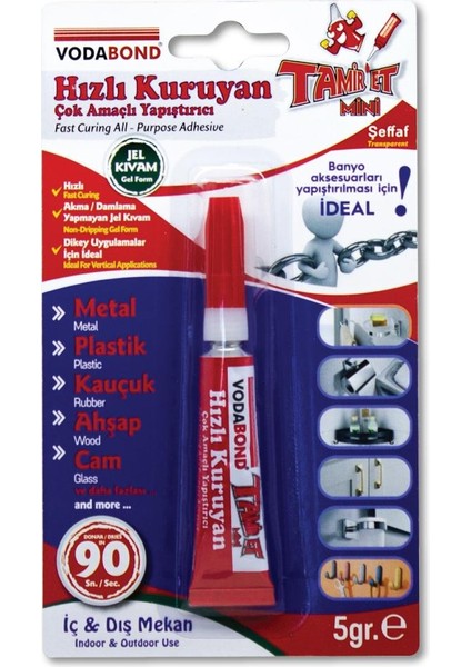 Tamir Et Hızlı Kuruyan Çok Amaçlı Yapıştırıcı Şeffaf - 5 Gr.