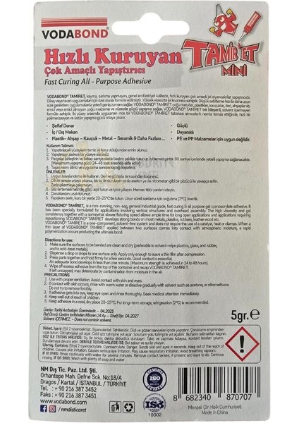 Tamir Et Hızlı Kuruyan Çok Amaçlı Yapıştırıcı Şeffaf - 5 Gr. fiyatları