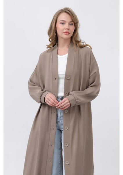 Önü Düğme Detaylı Uzun Tunik Camel 10681 fiyatları