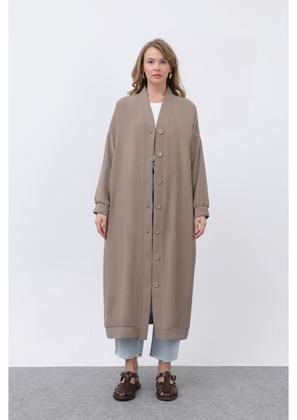 Önü Düğme Detaylı Uzun Tunik Camel 10681 modelleri