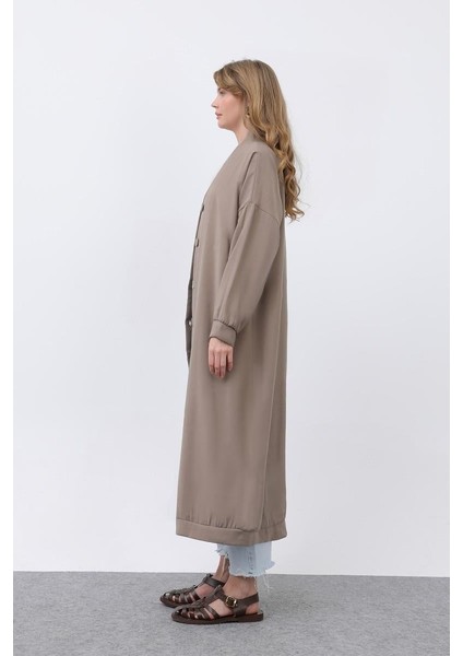 Önü Düğme Detaylı Uzun Tunik Camel 10681 fırsatları