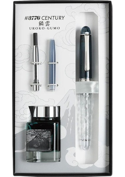 Century 3776 Limited Edition Fuji Unkei - Uroko-Gumo F Uç Kalem, Aka Fuji Mürekkep ve Konvertör Seti