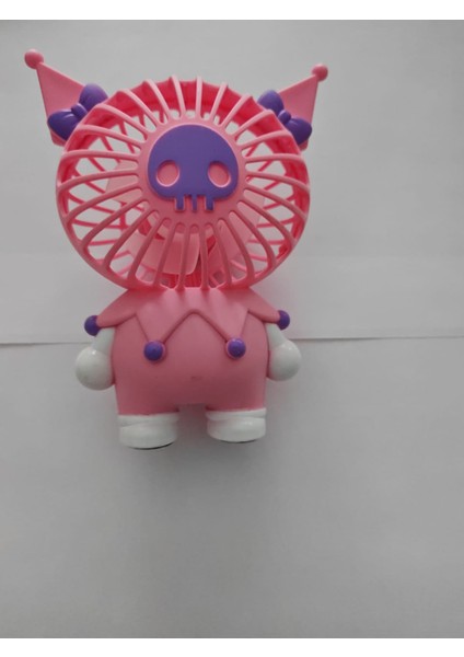 Mini El Fanı Şarjlı Telefon Tutuculu Kuromi Figürlü 2 Kademeli Taşınabilir Vantilatör Masa El Tipi Serinletici Soğutucu