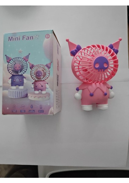 Mini El Fanı Şarjlı Telefon Tutuculu Kuromi Figürlü 2 Kademeli Taşınabilir Vantilatör Masa El Tipi Serinletici Soğutucu