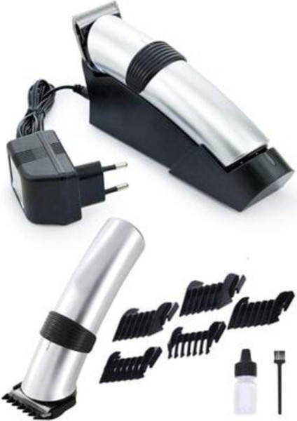 Şarjlı Profesyonel Saç Sakal Kesme ve Tıraş Makinesi (Standlı) Gümüş 609 modelleri
