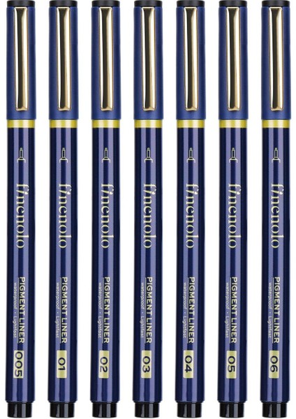 Finenolo EQ909 Pigment Liner 7'li Kalem Seti Siyah Mürekkep