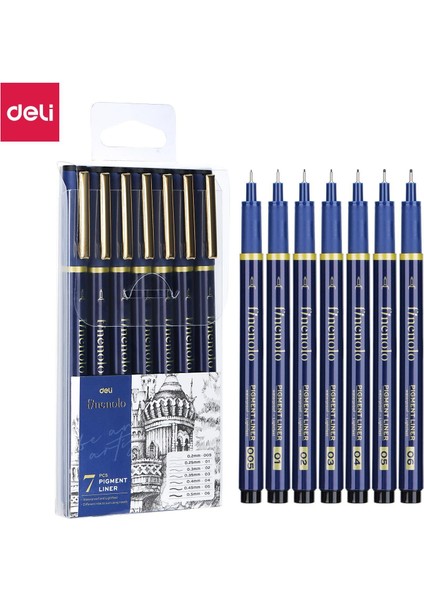 Finenolo EQ909 Pigment Liner 7'li Kalem Seti Siyah Mürekkep fiyatları