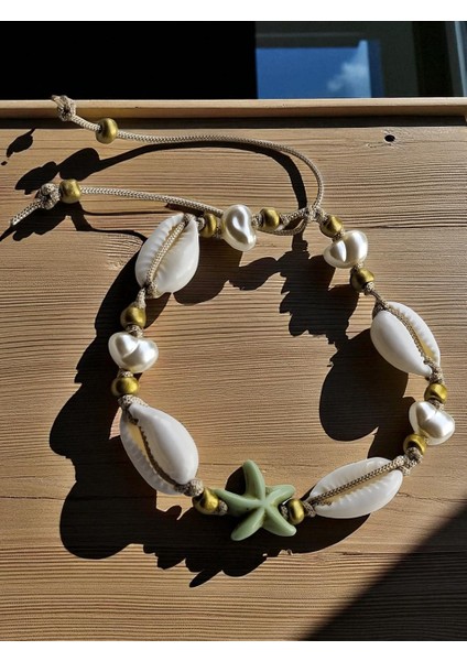 Yeşil Deniz Yıldızı, Midye Kabuğu ve Inci Detaylı Yaz Rüyası Kadın Ipli Bileklik fiyatları