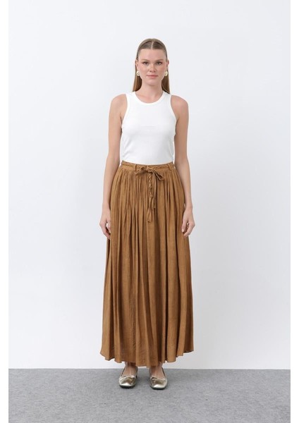 Pile Detaylı Camel Etek 18244 modelleri