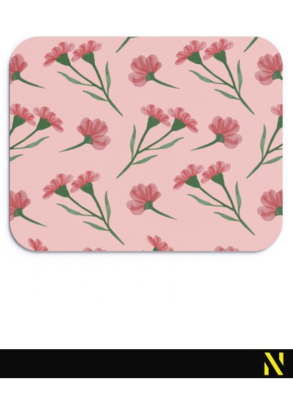 Pembe Çiçek Desenli Ergonomik Mouse Pad - 23 cm x 19 cm - Kaydırmaz Taban Ev ve Ofis Kullanımı Için Ideal Fare Altlığı Mousepad