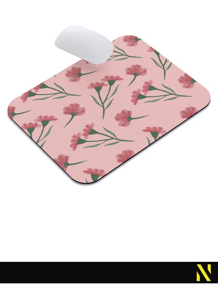Pembe Çiçek Desenli Ergonomik Mouse Pad - 23 cm x 19 cm - Kaydırmaz Taban Ev ve Ofis Kullanımı Için Ideal Fare Altlığı Mousepad indirimleri