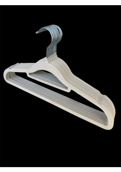 Kadife Askı, Takım Askısı Elbise Askısı, Yüksek Kalite Kadife Kıyafet Askısı, Krem 41 Cm, 10 Adet indirimleri