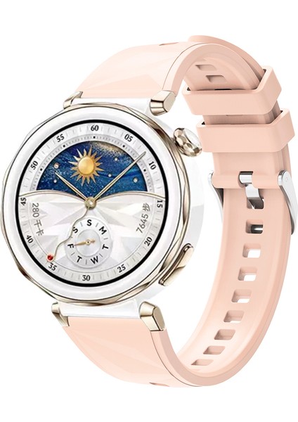Huawei Watch Gt5 Pro 42MM Uyumlu Tknc KRD-129 Silikon Kordon Strap Kayış-Pembe