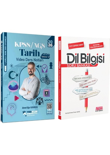 Yediiklim 2026 Kpss Tarih Atölye Video Ders Notları ve Akm Dil Bilgisi Soru Bankası Seti 2 Kitap
