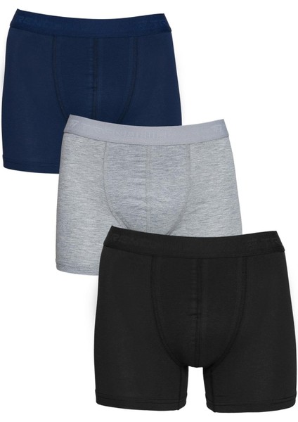 Erkek 3'li Pamuklu Likralı Esnek Kumaş Boxer Set 7811-3