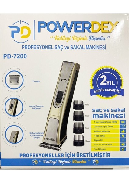 Yüksek Performanslı Saç ve Sakal Tıraş Makinesi, PD-7200, fiyatları