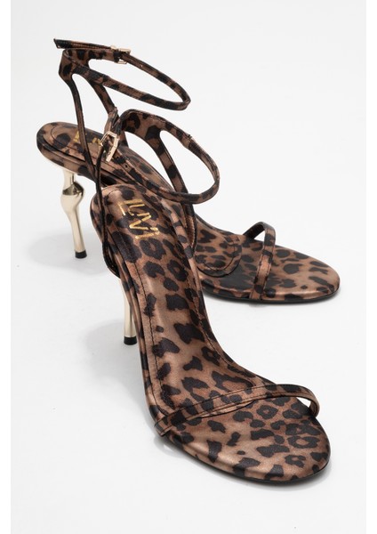 Jasmin Siyah Sarı Desenli Tek Bantlı Kadın Topuklu Ayakkabı