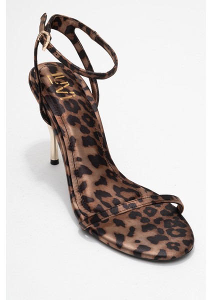 Jasmin Siyah Sarı Desenli Tek Bantlı Kadın Topuklu Ayakkabı modelleri