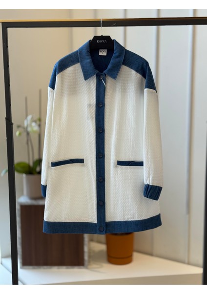 Denim Detaylı Ekru Ceket 73028