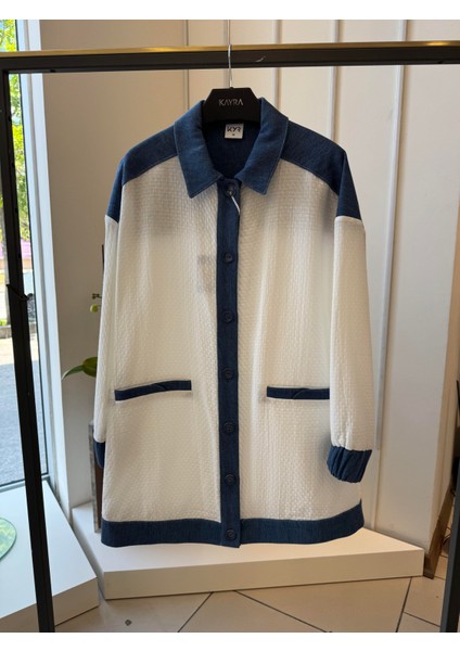Denim Detaylı Ekru Ceket 73028