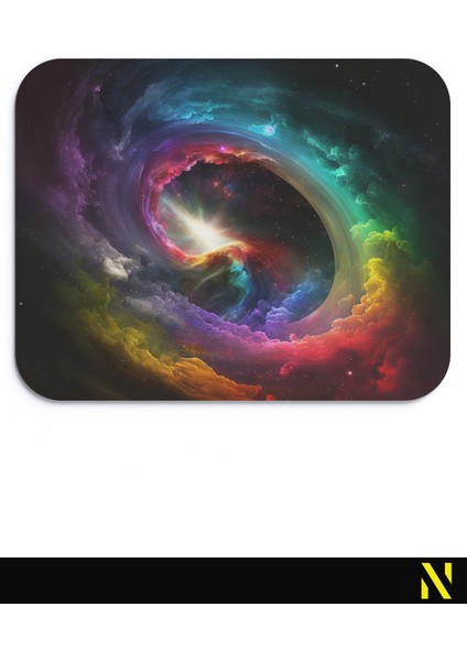 Galaksi Desenli Renkli Ergonomik Mouse Pad - 23 cm x 19 cm - Kaydırmaz Taban Ev ve Ofis Kullanımı Için Ideal Fare Altlığı Mousepad
