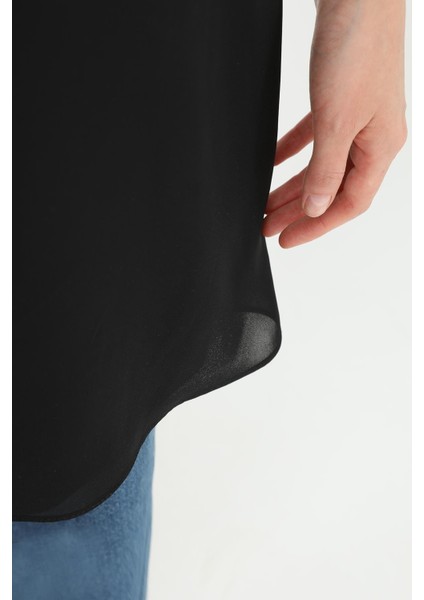 Kadın Basic Uzun T-Shirt Siyah 10271 modelleri
