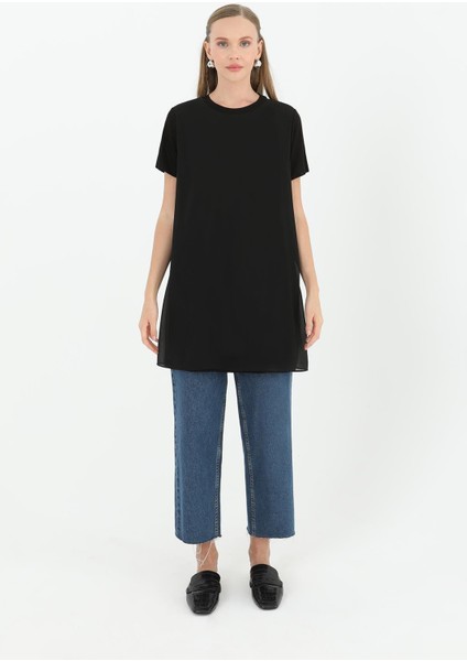Kadın Basic Uzun T-Shirt Siyah 10271 fırsatları