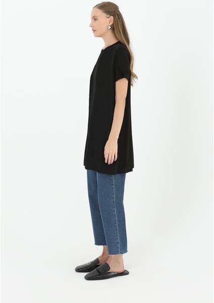 Kadın Basic Uzun T-Shirt Siyah 10271 indirimleri