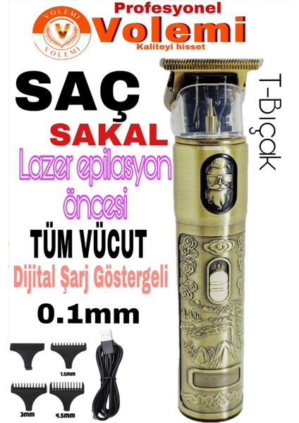 Şarjlı Profesyonel Tıraş Makinesi, Lazer Öncesi Kuaförlere Özel, Saç ve Sakal Çizim