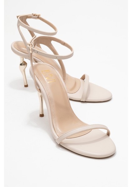 Jasmin Bej Cilt Tek Bantlı Kadın Topuklu Ayakkabı