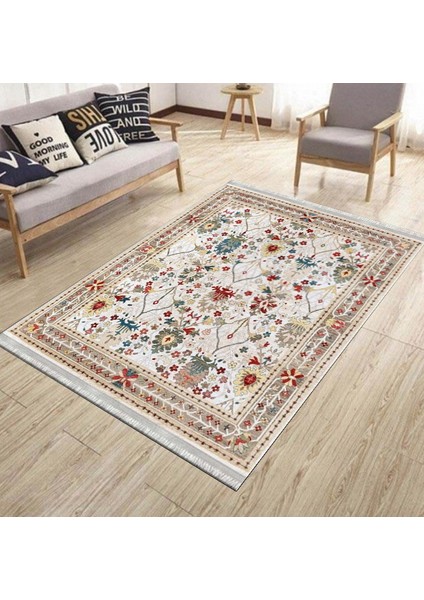 Klasik Vintage Floral Halı Yıkanabilir Kilim Kaymaz Tabanlı Yolluk Dot Tabanlı Halı 2070A modelleri