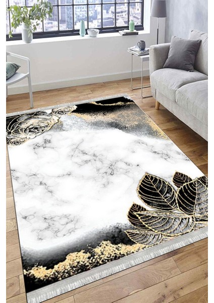 Floral Desenli Kaymaz Tabanlı Halı Makinede Yıkanabilir Kilim Dot Tabanlı Halı 2017A
