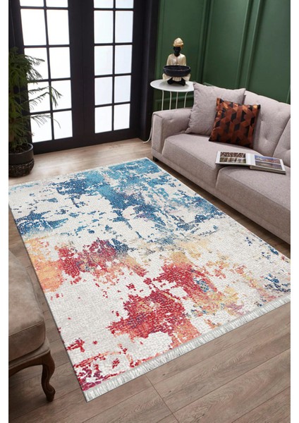 Kaymaz Tabanlı Kilim Modern Halı Makinede Yıkanabilir Halı Dot Tabanlı Halı 6079A