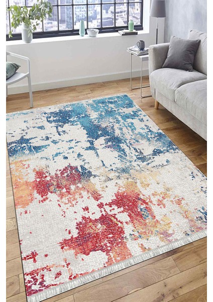 Kaymaz Tabanlı Kilim Modern Halı Makinede Yıkanabilir Halı Dot Tabanlı Halı 6079A