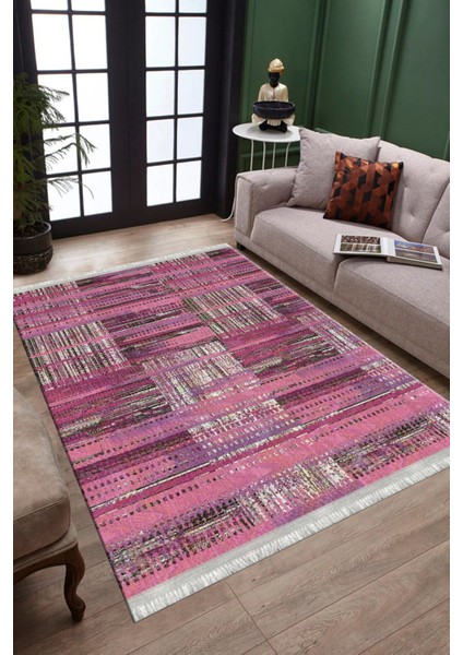 Çizgili Halı Kaymaz Tabanlı Halı Makinede Yıkanabilir Kilim Dot Tabanlı Halı 6041A