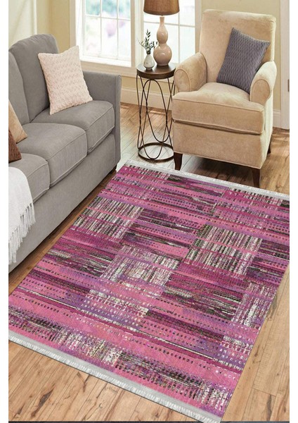 Çizgili Halı Kaymaz Tabanlı Halı Makinede Yıkanabilir Kilim Dot Tabanlı Halı 6041A