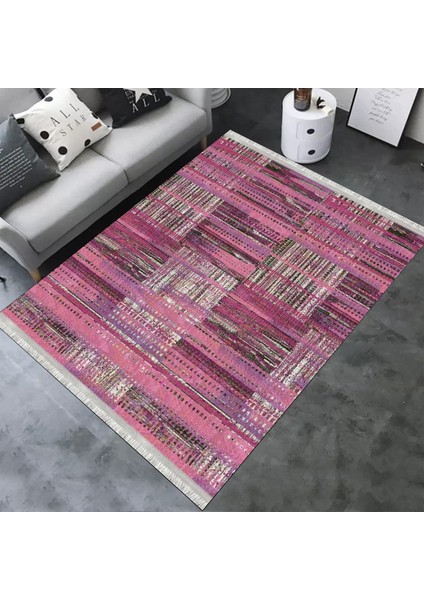 Çizgili Halı Kaymaz Tabanlı Halı Makinede Yıkanabilir Kilim Dot Tabanlı Halı 6041A