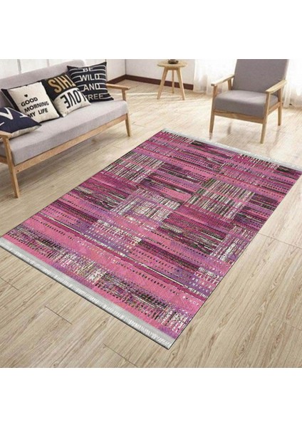 Çizgili Halı Kaymaz Tabanlı Halı Makinede Yıkanabilir Kilim Dot Tabanlı Halı 6041A