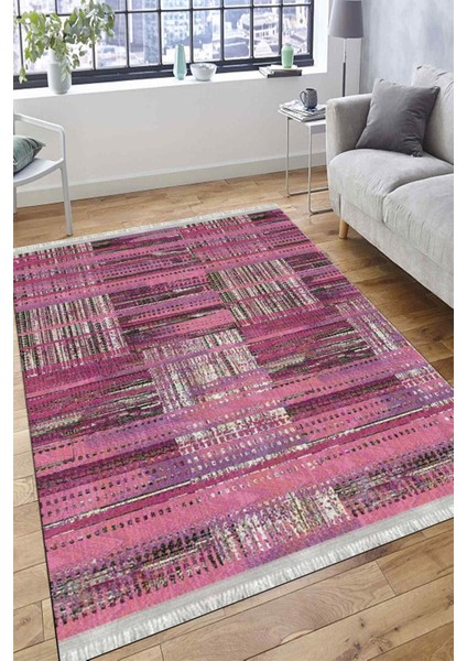 Çizgili Halı Kaymaz Tabanlı Halı Makinede Yıkanabilir Kilim Dot Tabanlı Halı 6041A